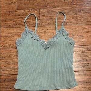 Garage Green Lace Trim Tank Top